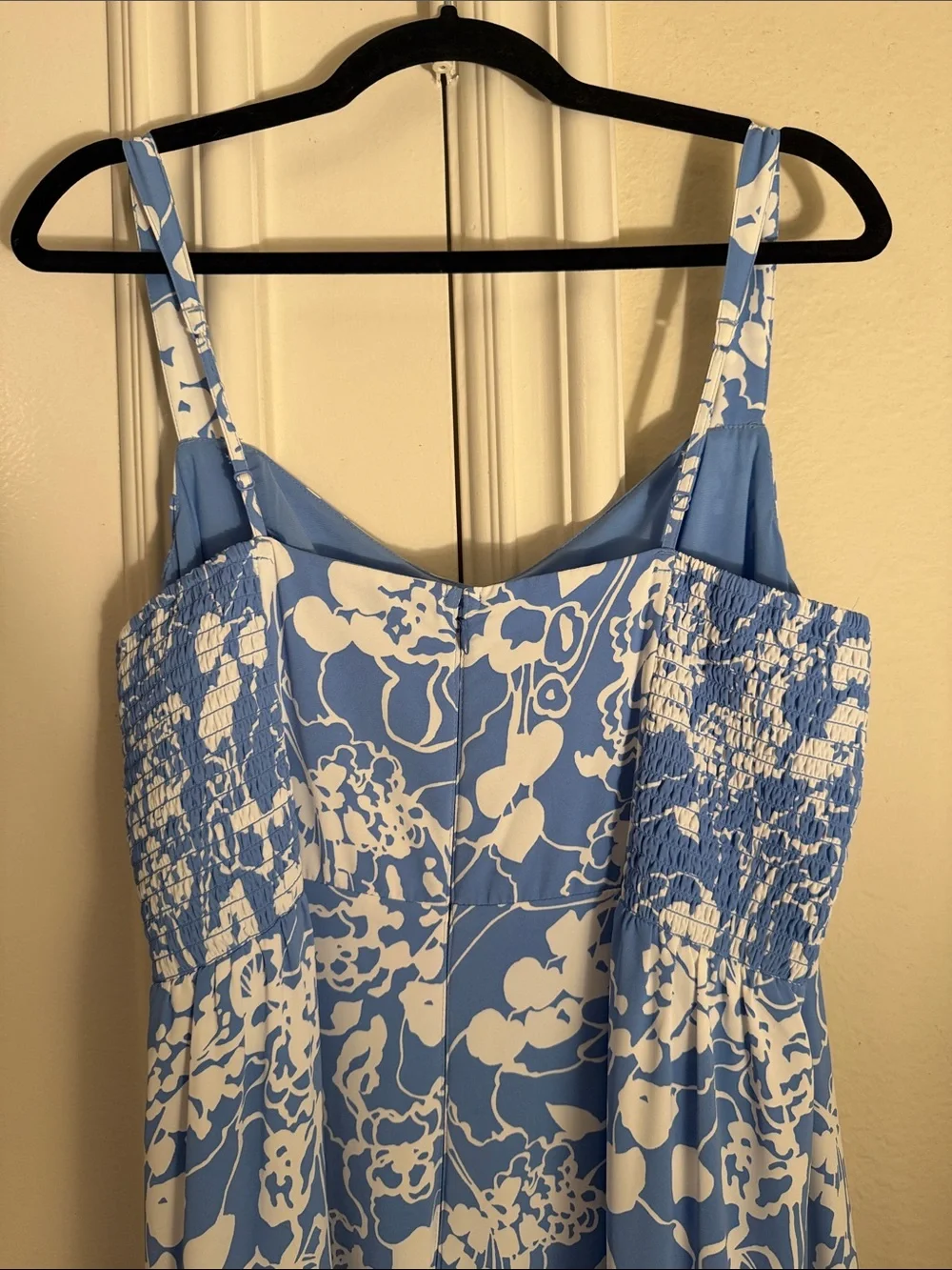 Abercrombie & Fitch Blue and White Floral Tiered Maxi Dress